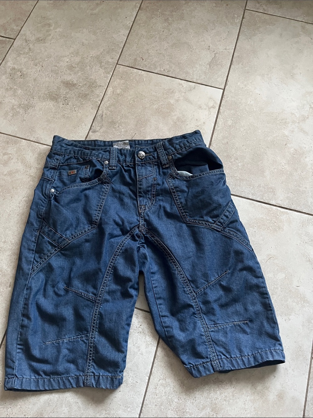Men's Dark Blue Jean Shorts - Classic Denim Cut
